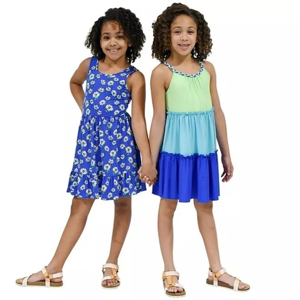 NWT Zunie Girl 2 Pack Knit Dress Blue‎ and Green - Size Medium